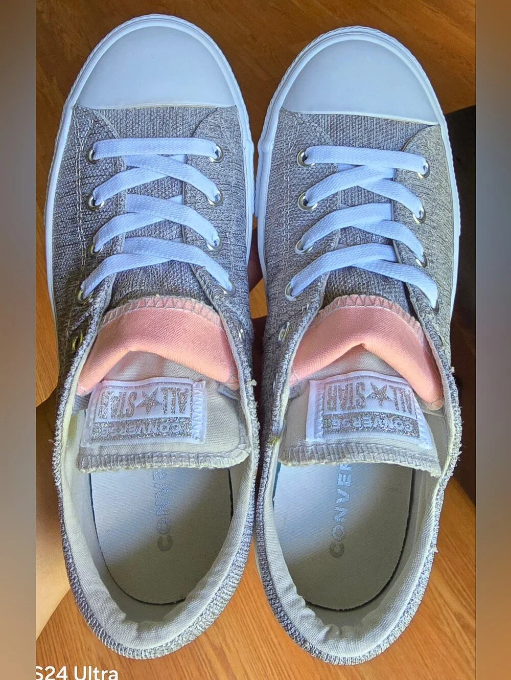 Sz 5 Big Girl's CONVERSE CTAS MADDIE Double Tongue Grey/Storm Pink